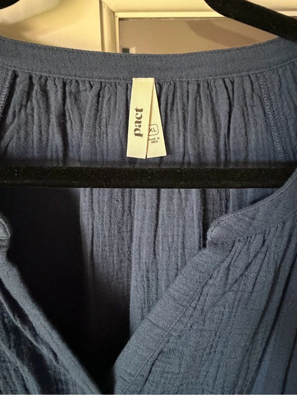 Pact Coastal Double Gauze Peasant Dress French Navy XL - Picture 5 of 5
